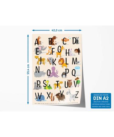 Kizii ABC Poster A2 - Alphabet Learning Posters for Kids | German Letters & Animal Art for Kindergarten Preschool Primary School - Buy Online on GoSupps.com