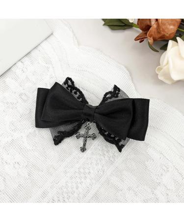 Gothic Lace Hair Clip Bow Large Barrette Bow Flat Clips Barrette Hairpin Bow Elegant Hair Clip for Bunches - Buy Online on GoSupps.com