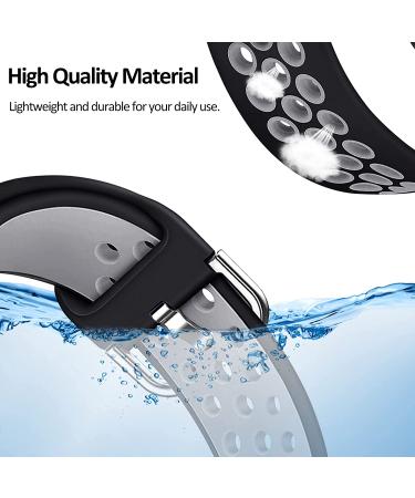 2-Pack Large Sport Silicone Bands for Fitbit Versa 2/Lite - Black/Gray & Charcoal - Men/Women - Buy Online on GoSupps.com