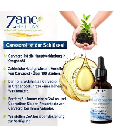 Zane Hellas 50% Oregano Oil - Premium Greek Essential Oil with 86% Carvacrol - 30 ml - Buy Online on GoSupps.com