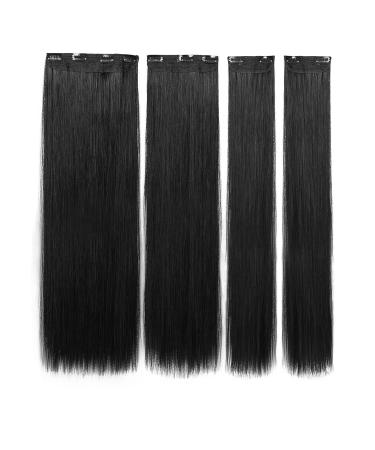 DOCUTE Natural Black Clip in Hair Extensions - 26 Inch Full Head Long Straight Clip Ins for Black Women - Double Weft Thick Hair Classic Pieces - Buy Online on GoSupps.com