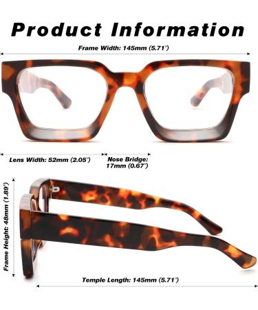 COASION Thick Frame Blue Light Glasses - Non-Prescription Computer Eyewear for Women & Men - Tortoise Square Style 52mm - Buy Online on GoSupps.com