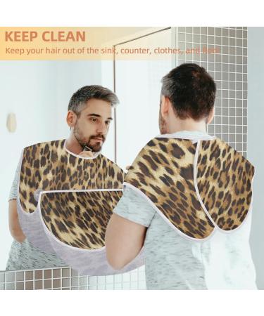Leopard Skin Print Beard Bib Apron | Waterproof Hair Catcher for Men | Ideal Grooming Cloth with Suction Cups - Perfect Gifts for Men - Buy Online on GoSupps.com
