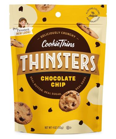 Thinsters Cookie Thins Chocolate Chip, Non GMO, Peanut Free, 4 Ounce