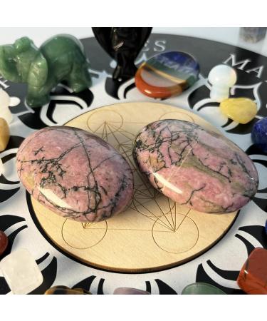 Xiannvxi Rhodonite Crystal Stone - Polished Oval Palm Pocket Massage & Reiki Healing Gemstone - Natural Worry Stone (1pc) - International Shipping - Buy Online on GoSupps.com