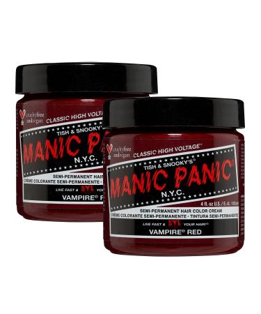 Manic Panic Vampire Red Classic Creme Vegan Cruelty Free Semi Permanent Hair Dye 2 x 118ml Vampire Red 118 ml (2Pack)