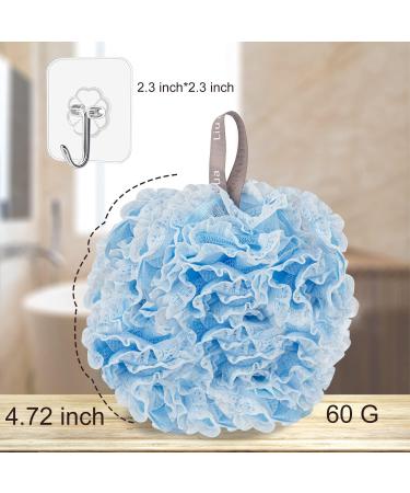 LYroo 4 Pack Bath Sponge Loofahs Mesh Pouf Body Scrubber + Hooks - Men and Women - Buy Online on GoSupps.com