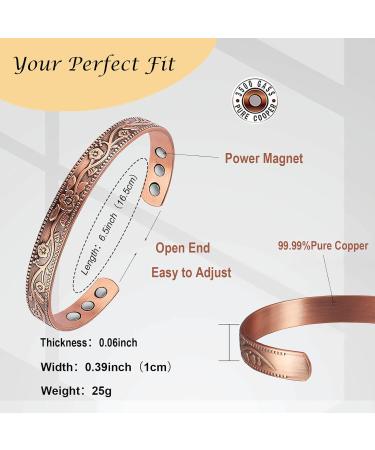 Shop Adjustable Magnetic Copper Bracelet for Women - Retro Flowers Design | Quality Copper Jewelry - International Shipping Available - Buy Online on GoSupps.com