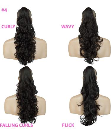 Ponytail Claw Clip - Dark Brown - Curly - 22in / 56cm - 200g - Reversible - Heat Resistant Hair Piece - Buy Online on GoSupps.com