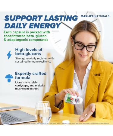 5-Mushroom Nootropic Blend - 60 Capsules Turkey Tail Reishi Maitake Mushroom Extract with High Beta Glucan & Lion Mane Mushroom Supplement Capsules Functional Mushrooms Herbal Supplements 60 Count (Pack of 1) - Buy Online on GoSupps.com