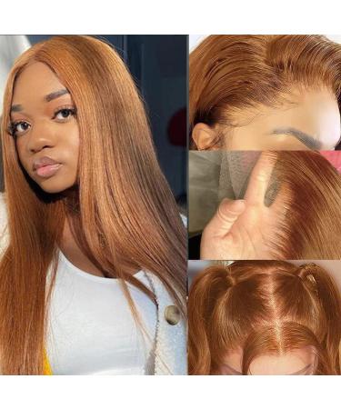 Ginger Brown Lace Front Human Hair Wig 20 Inch - 150% Density Straight Ginger Blonde Wig with HD Lace Frontal & Baby Hair - Brazilian Hair Pre Plucked for Natural Look - Buy Online on GoSupps.com