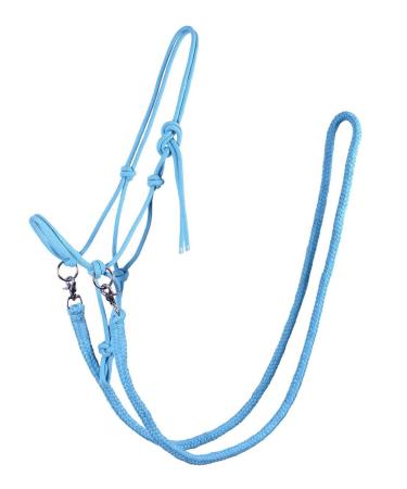 QHP knotted halter with reins robust 10 mm thick rope (Warmblood Sky) Media sangre Sky