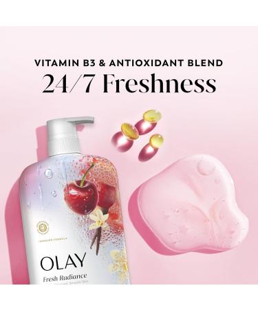 Olay Body Wash for Women Fresh Radiance 24/7 Skin-Loving Freshness Visibly Radiant Plant Based Cleansers Vitamin B3 & Antioxidant Blend For All Skin Types Black Cherry & Vanilla Scent 29 fl oz - Buy Online on GoSupps.com