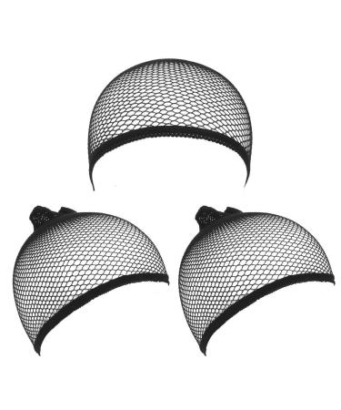 3PCS Nylon Wig Caps Caps Elastic Hair Mesh Net Open End Hair Net Wig Cap Black Mesh