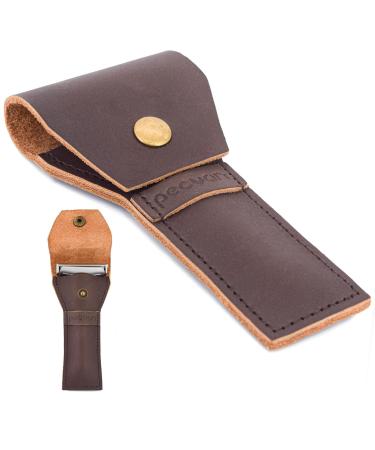 Leather razor case made of leather brown protective cover travel case for straight and hairdresser coffee perfect for every razor your razor keeps safe