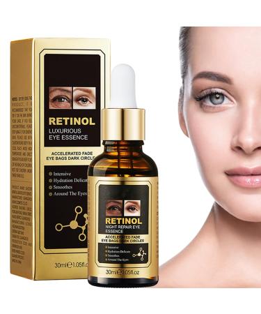 Retinol Eye Serum - Eye Cream for Dark Circles and Puffy Eyes - Anti Aging Eye Bag Removal Fade Fine Line Wrinkle - Reduce Crow Feet Hydrate Moisturize Essence for Sagging Skin - Suitable for All Type