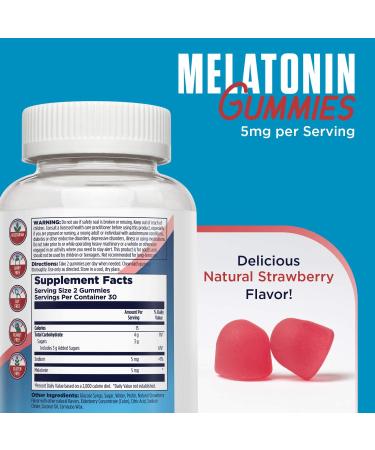 Buy KAL Melatonin Strawberry Gummies 5mg - 60 Count | Sleep Aid Supplement - Buy Online on GoSupps.com