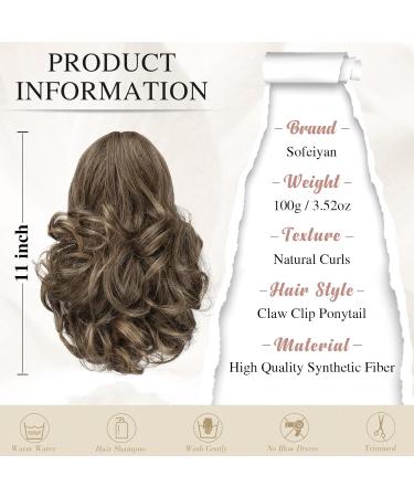 Sofeiyan 28cm Ponytail Extension - Clip-In Curly Corrugated Hair Extensions for Women Ash Brown to Blonde Synthetic Hair - Buy Online on GoSupps.com