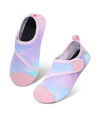 JIASUQI Kids Boys Girls Water Shoes Quick Dry Barefoot Aqua Socks for Beach Swimming Pool 10.5/11 UK Child Easy Light Pink