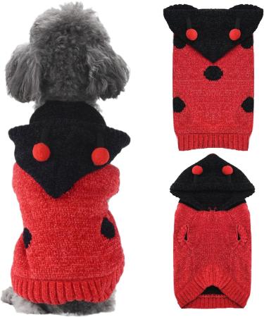 TENGZHI Dog Jumpers Puppy Pullover Dog Hoodies Small Dog Sweaters Puppy Cat Jumpers Ladybug with Lovely Antennae(Ladybug L) Large Ladybug - Buy Online on GoSupps.com