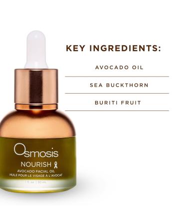 OSMOSIS NOURISH Organic Avocado Facial Oil Cold Pressed Aging Pigmented Sensitive Dry Irritated Oily Blemish-Prone Skin 1 Fl Oz - Buy Online on GoSupps.com