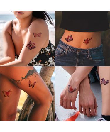 Coszeos 40 Sheets Butterfly Tattoos - 3D Temporary Fake Flower Colorful Butterflies Wings Stickers for Women, Girls, Kids - Waterproof Body Art for Face, Arm - Birthday Party Favors - Buy Online on GoSupps.com