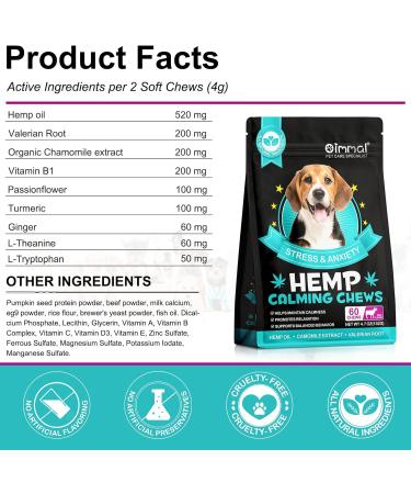 Calming Dog Treats for Anxiety - Calming Hemp Treats for Dog - Dog Anxiety Relief with Hemp Oil -Natural Stress Relief During Firework Storm Separation Barking - Beef Flavor Chewing Treats-60 Count - Buy Online on GoSupps.com