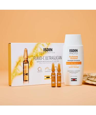ISDIN Sunscreen & Vitamin C Serum Bundle: Eryfotona Actinica Mineral Sunscreen & Flavo-C Ultraglican Ampoules - Buy Online on GoSupps.com