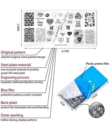 RUNRAYAY Love Style Nail Art Stamping Template Heart Lip Word Bear Image Nail Plates Nail Supplies 1Pc Mix Pattern Vintage Nail Templates for Printing Stencil Tools - Buy Online on GoSupps.com