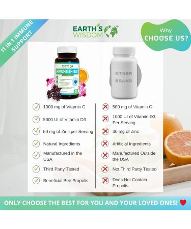 Vitamin D3 5000 IU Vitamin C 1000mg Zinc 50mg - Immune Support Supplement Adults with Elderberry Echinacea Garlic Lysine Turmeric Ginger Propolis Pepper Gluten Free 60 Non-GMO Capsules - Buy Online on GoSupps.com