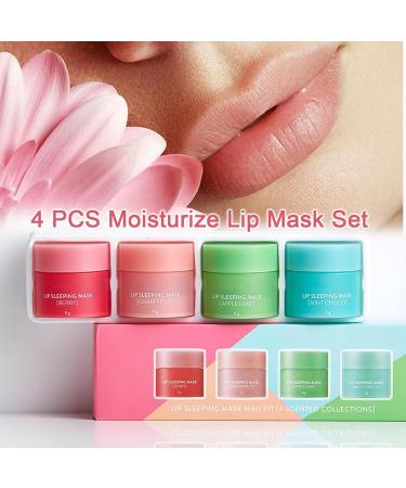 4PCS Lip Sleeping Mask Korean Lip Mask Jelly Sleep Lip Balm Lip Mask Set Reduce Lip Lines and Improve Lip Color Overnight Lip Treatment Care for Dry Cracked Lips Moisturizing Hydrating Nourishing - Buy Online on GoSupps.com