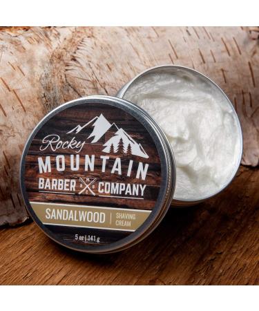 Rocky Mountain Barber Co. Sandalwood Shaving Cream for Men - 5oz Tin - Buy Online on GoSupps.com