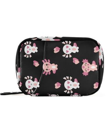 Pfrewn Pill Organizer Case 7 Day Romantic Valentine Axolotls Travel Pill Box with Zipper Portable Small Weekly Vitamin Medicine Supplement Holder Pouch Bag