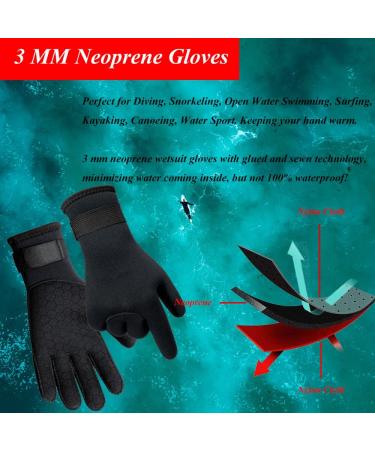 YDQUANI 3mm Neoprene Wetsuit Gloves | Thermal Anti-Slip Scuba Gloves for Diving, Snorkeling, Surfing | Men Women | Medium Black - Buy Online on GoSupps.com