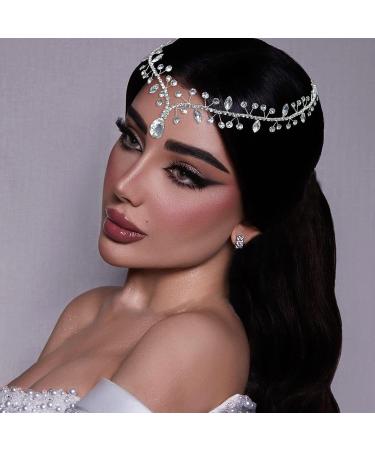 WONRLUA Rhinestone Forehead Headband - Bridal Wedding Hair Accessories in Silver - Buy Online on GoSupps.com