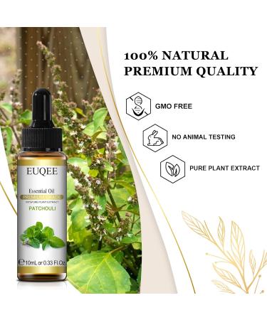 EUQEE Patchouli Essential Oil 10ml - Pure Natural Aromatherapy Oil for Home Relaxation - Ideal for Diffusers and Humidifiers - 10.00 ml (Pack of 1) - Buy Online on GoSupps.com