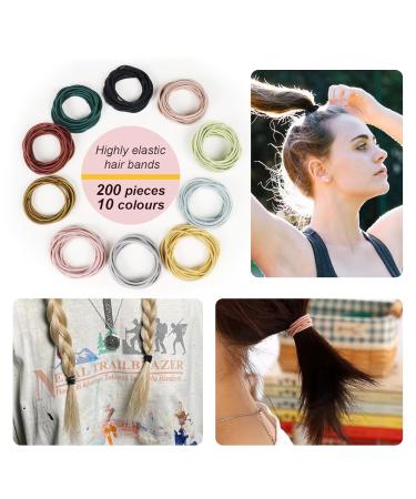 Buy Kavya 200-Piece Multi-Colored Hair Ties for Girls & Women - Elastic Metal-Free 4.5 cm Hair Bands for Ponytails - Buy Online on GoSupps.com