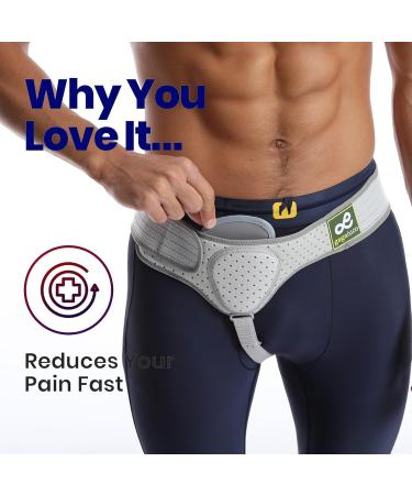 Inguinal Hernia Belt - Adjustable Postoperative Support for Men | Right & Left Side | Medium Size | Hernia Relief - Buy Online on GoSupps.com