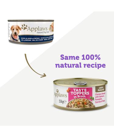 Buy Applaws 100% Natural Wet Dog Food Topper - Chicken & Salmon in Broth (156g 12 Pack) - Premium 1.87kg for Healthy Pets - Buy Online on GoSupps.com