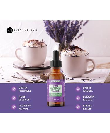 Lavender Extract (1oz) by Kate Naturals - 100% Natural & Vegan Flavoring for Baking & Drinks | Gluten-Free Edible Oil - Culinary Lavender Extract - Buy Online on GoSupps.com