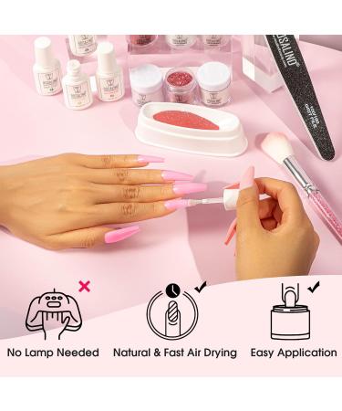ROSALIND 13PCS Dip Nails Powder Starter Kit - 6 Colors White Pink Glitter Dip Powder Set with Base & Top Coat Brush Restorer & Activator for Stunning Manicures - Buy Online on GoSupps.com
