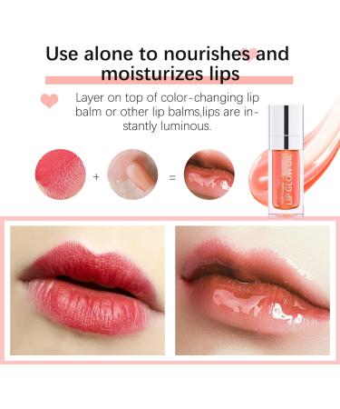 Hyaluronic Acid Hydrating Lip Oil for Plump, Moisturized Lips - Clear Gloss for Lip Care & Repair - Long Lasting Formula - Prevents Dryness & Lines - PINK - Buy Online on GoSupps.com