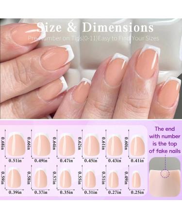 240pc French Tip Press On Nails - Short Nude Coffin Fake Nails with Glue & Adhesive Tabs | Artificial Acrylic Fingernail Tips - Buy Online on GoSupps.com
