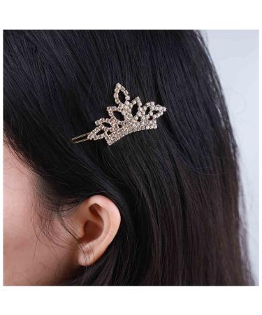 Inilbran Vintage Crystal Hair Clips Gold Crystal Wedding Hair Barrettes Vintage Rhinestone Crown Hairpin Barrette Sparkly Cz Hair Pins Hairclip Decorative Bobby Pins Crystal Wedding Headpieces
