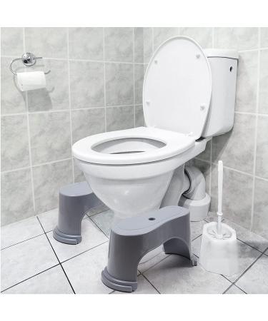 Pair of Heavy Duty Stackable Toilet Potty Stools for Adults - Grey | Flexible Distance Adjustment | Squatting Foot Step Stool - Buy Online on GoSupps.com
