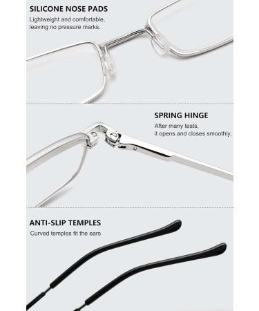 Magimodac Anti Blue Light Reading Glasses for Men & Women - 2.5 Diopter Prescription Metal Narrow Glasses with Pencil Silver | Protect Your Eyes - Buy Online on GoSupps.com