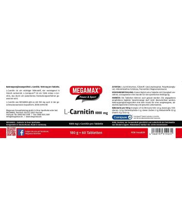 Megamax L-Carnitine 1000 mg Tablets - Boost Energy & Fat Burn | Shop Internationally - Buy Online on GoSupps.com