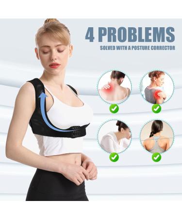 Retasica Ladies Women Adjustable Shoulder Back Posture Corrector Chest Brace Support Belt-Black-M - Buy Online on GoSupps.com