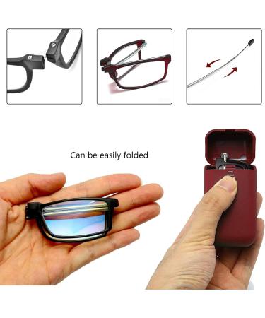 Buy Hubeye Foldable Reading Glasses for Men & Women - Blue Light Filter 2 Pairs with Hard Case 2.0 Diopters - Stylish & Portable - Buy Online on GoSupps.com