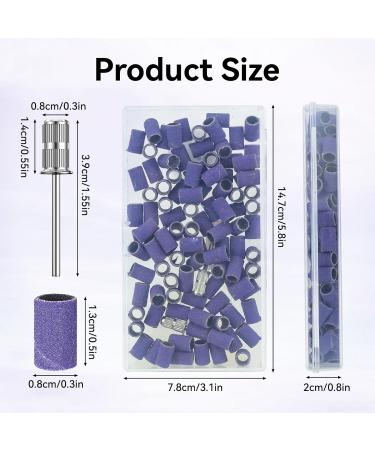 Nail Sanding Bands 100Pcs Purple 150# Grit for Nail Drill - Mandrel Bits Included - Ideal for Acrylic Nails & Gel Manicures - Buy Online on GoSupps.com